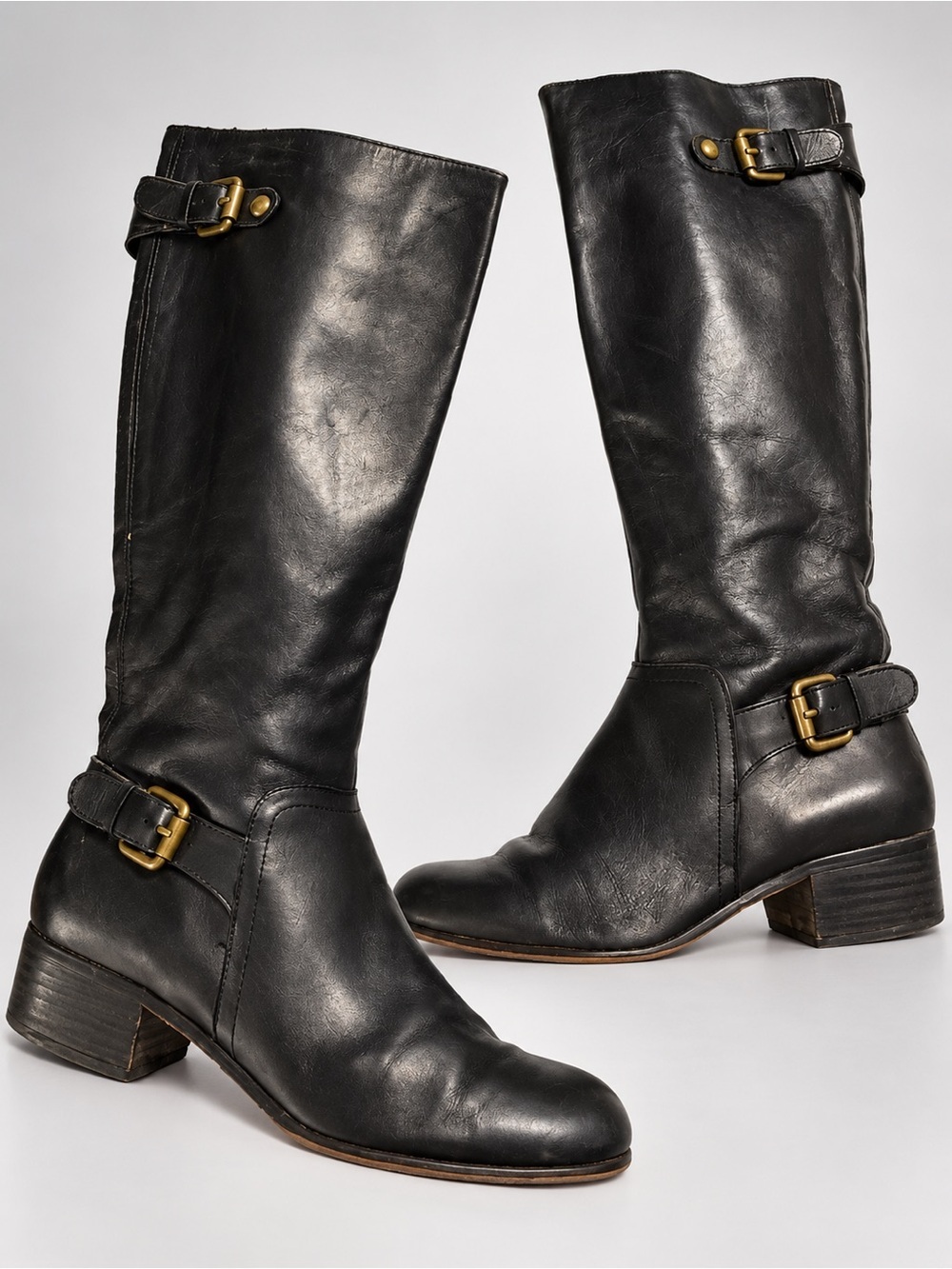 Corso Como Women's Boots Knee High Riding Style Black leather Zip Size 8.5